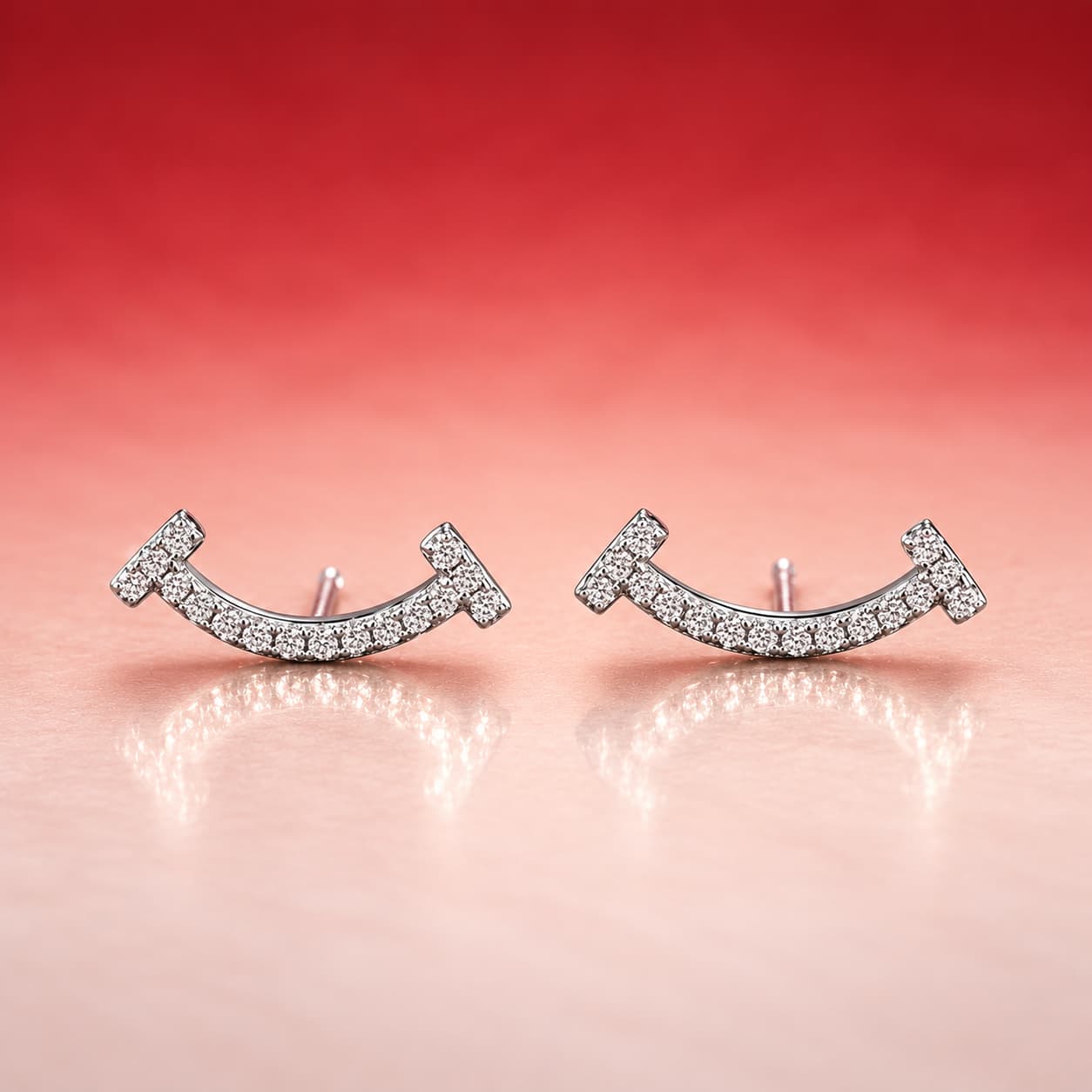 Luna Series · Pavé Smile-Arc Stud Earrings — Sterling Silver — image 3