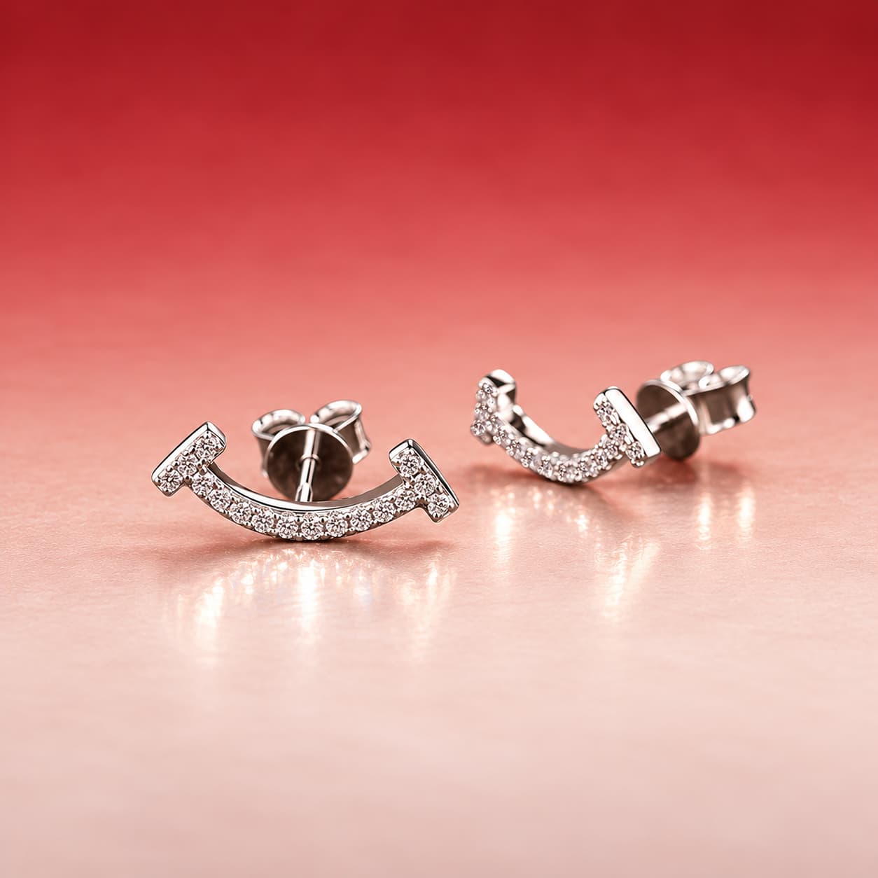 Luna Series · Pavé Smile-Arc Stud Earrings — Sterling Silver — image 4