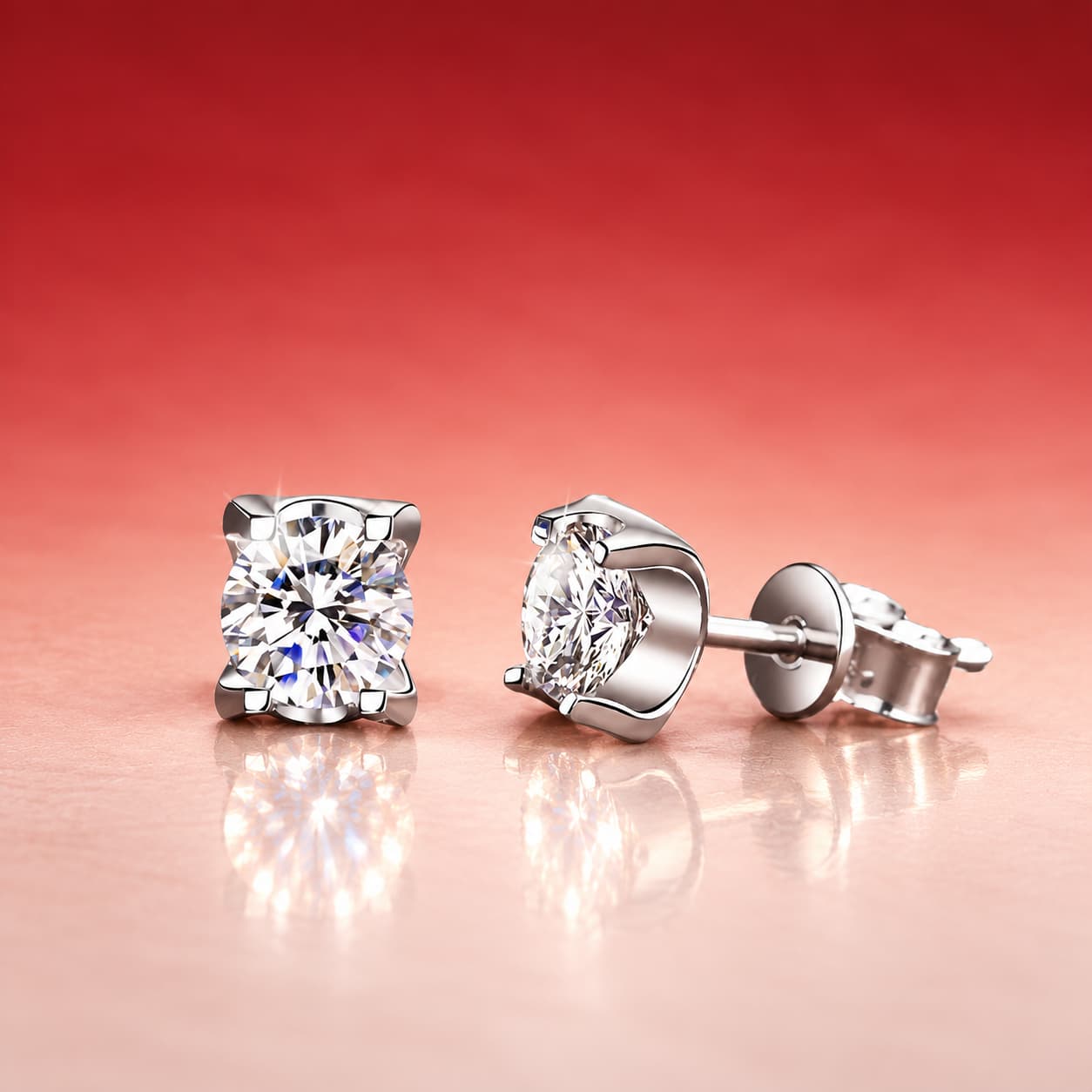 Luna Series · Round Solitaire Stud Earrings — Sterling Silver — image 1