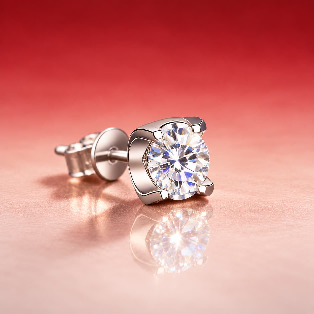 Luna Series · Round Solitaire Stud Earrings — Sterling Silver — image 4