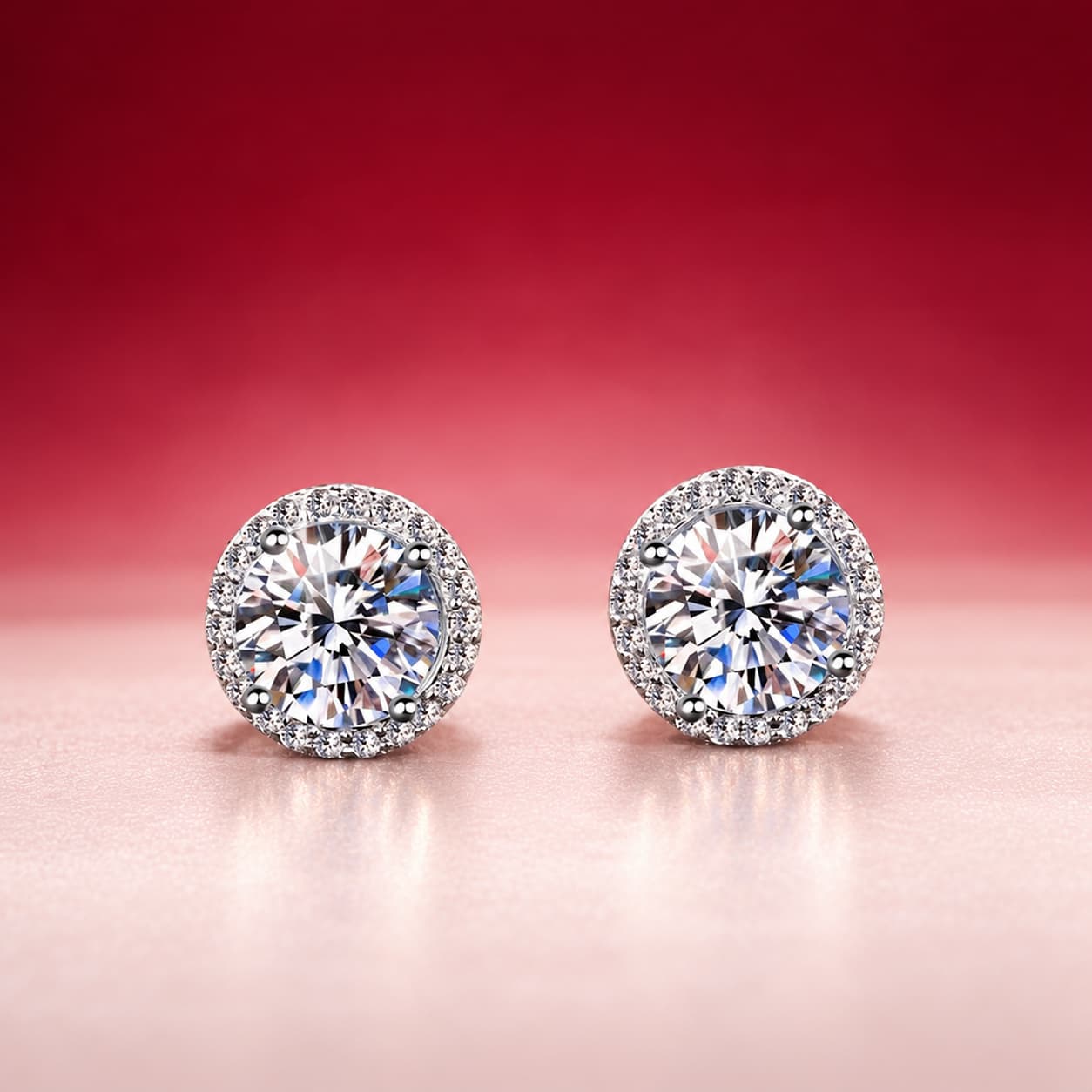 Luna Series · Halo Four-Prong Stud Earrings — Sterling Silver — image 1