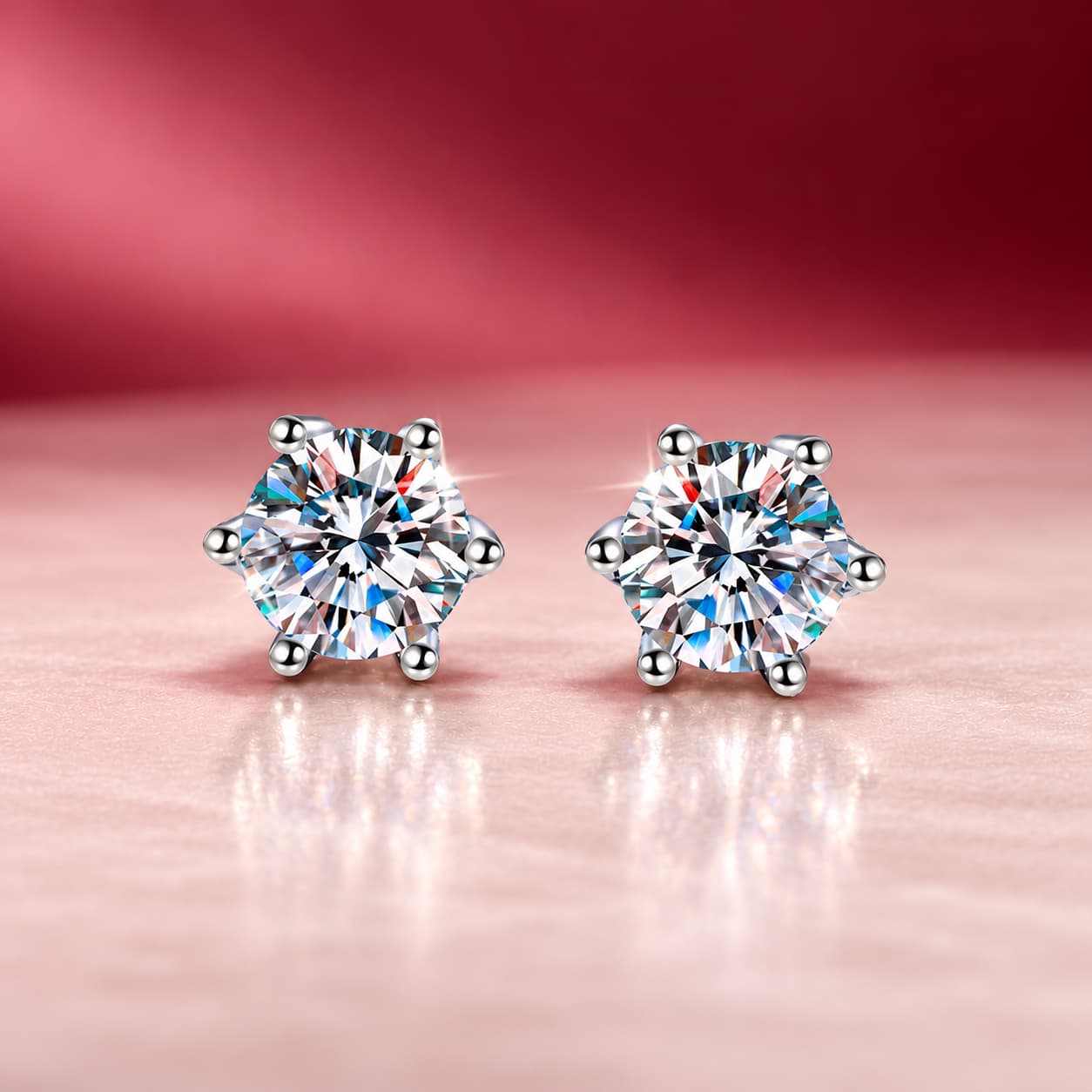 Luna Series · Classic Six-Prong Stud Earrings — Sterling Silver — image 4