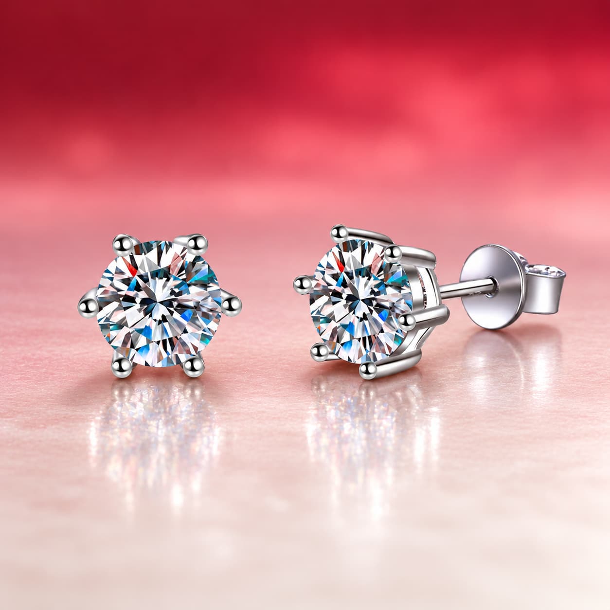 Luna Series · Classic Six-Prong Stud Earrings — Sterling Silver — image 1