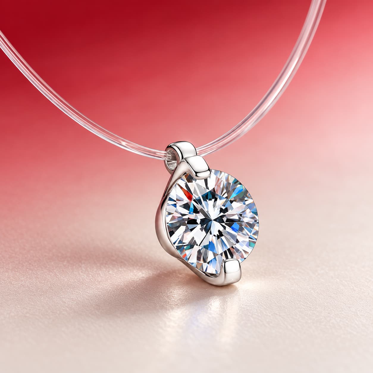 Luna Series · Floating Solitaire Pendant Necklace — Sterling Silver — image 3