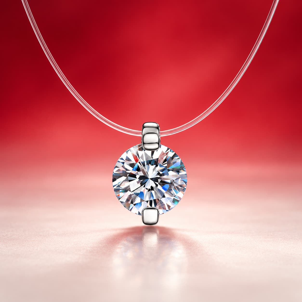 Luna Series · Floating Solitaire Pendant Necklace — Sterling Silver — image 1