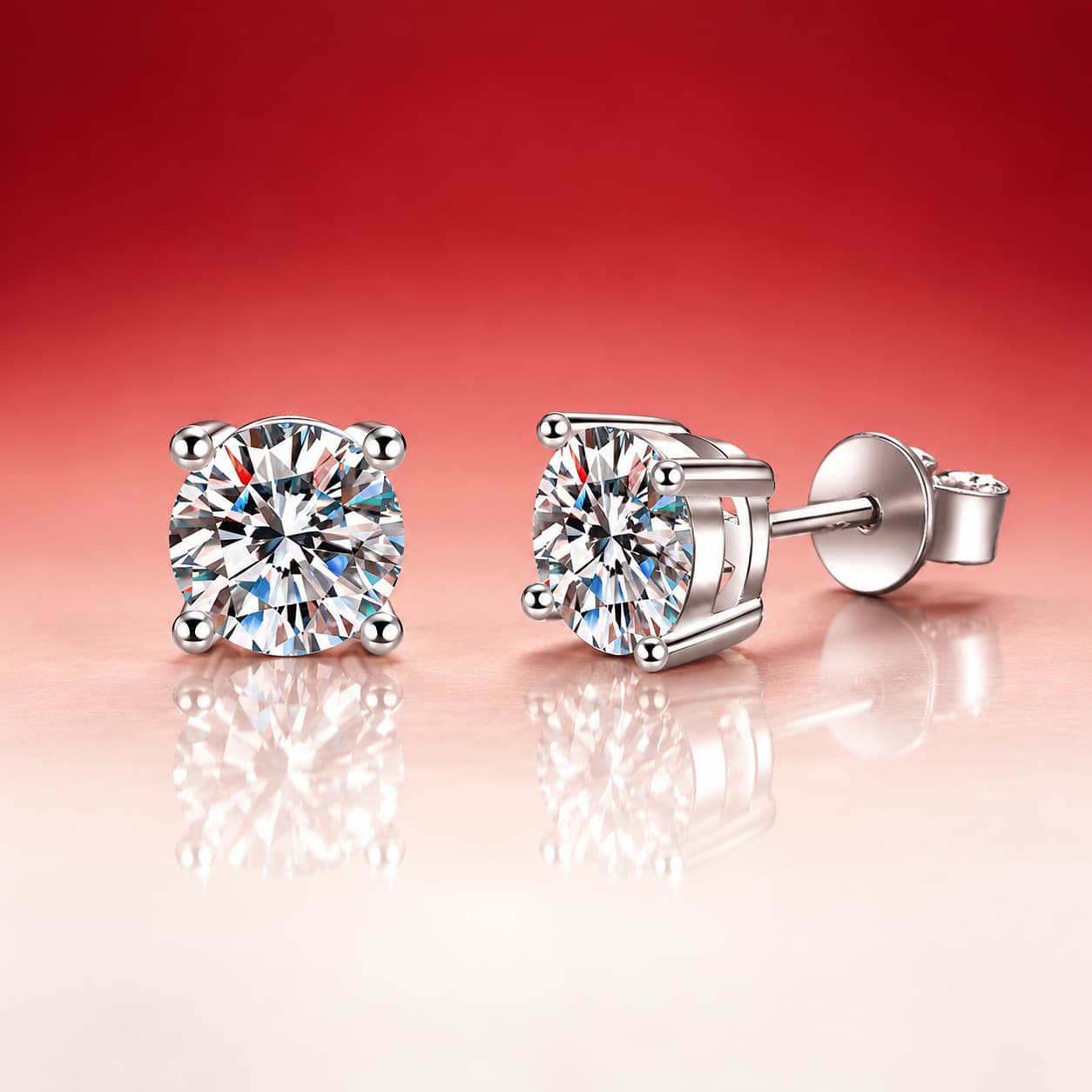Luna Series · Four-Prong Stud Earrings — Sterling Silver — image 3