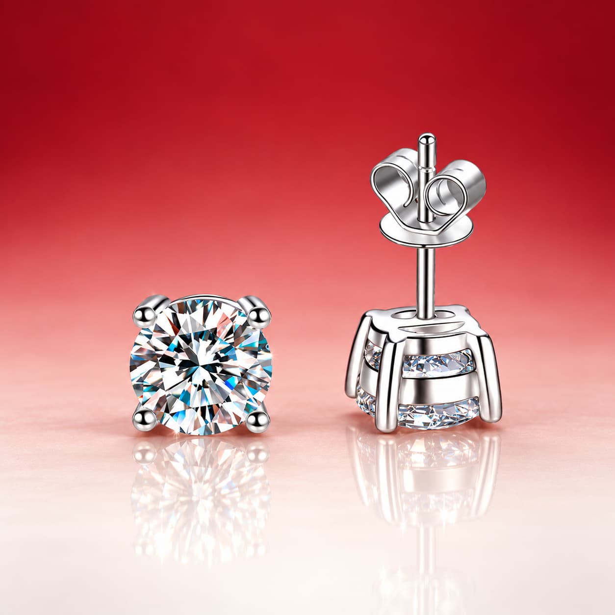 Luna Series · Four-Prong Stud Earrings — Sterling Silver — image 4