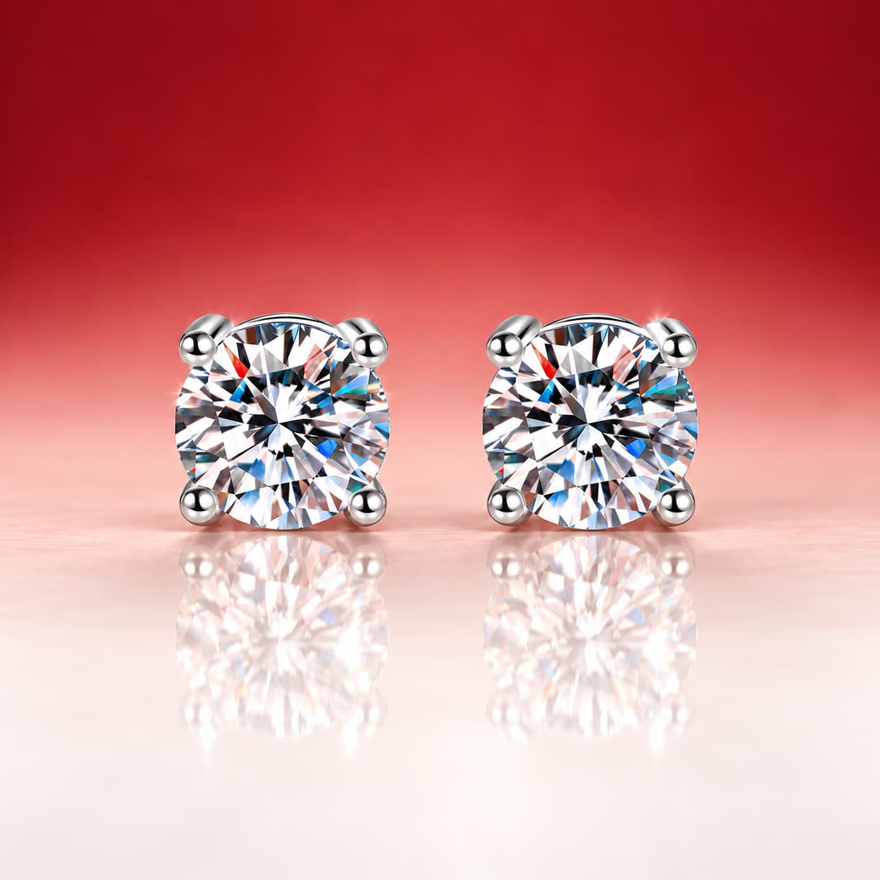 Luna Series · Four-Prong Stud Earrings — Sterling Silver — image 1