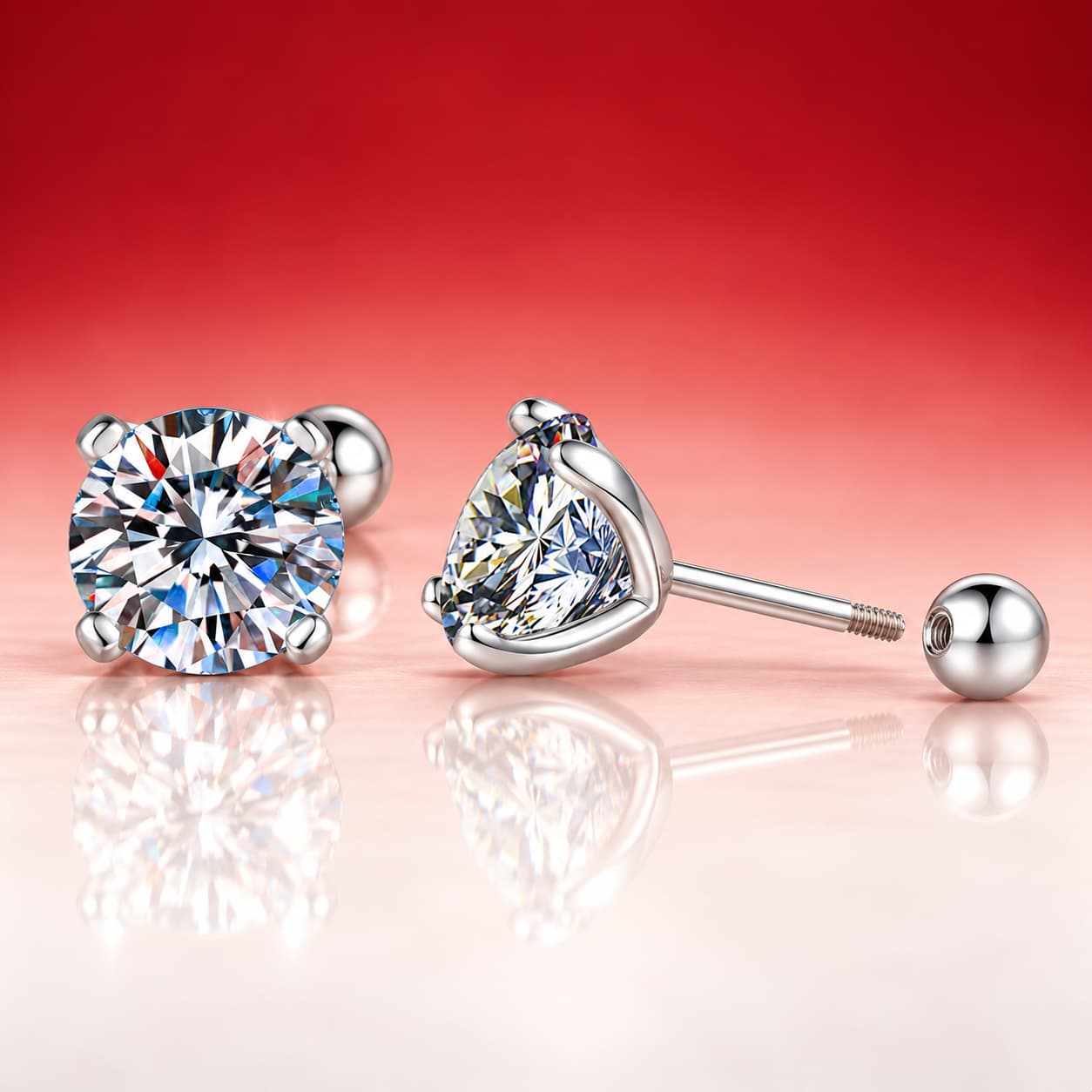 Luna Series · Open-Claw Stud Earrings — Sterling Silver — image 3