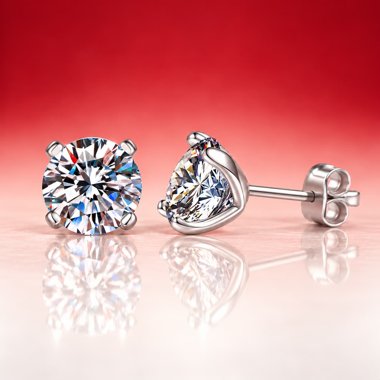 Luna Series · Open-Claw Stud Earrings — Sterling Silver — image 2