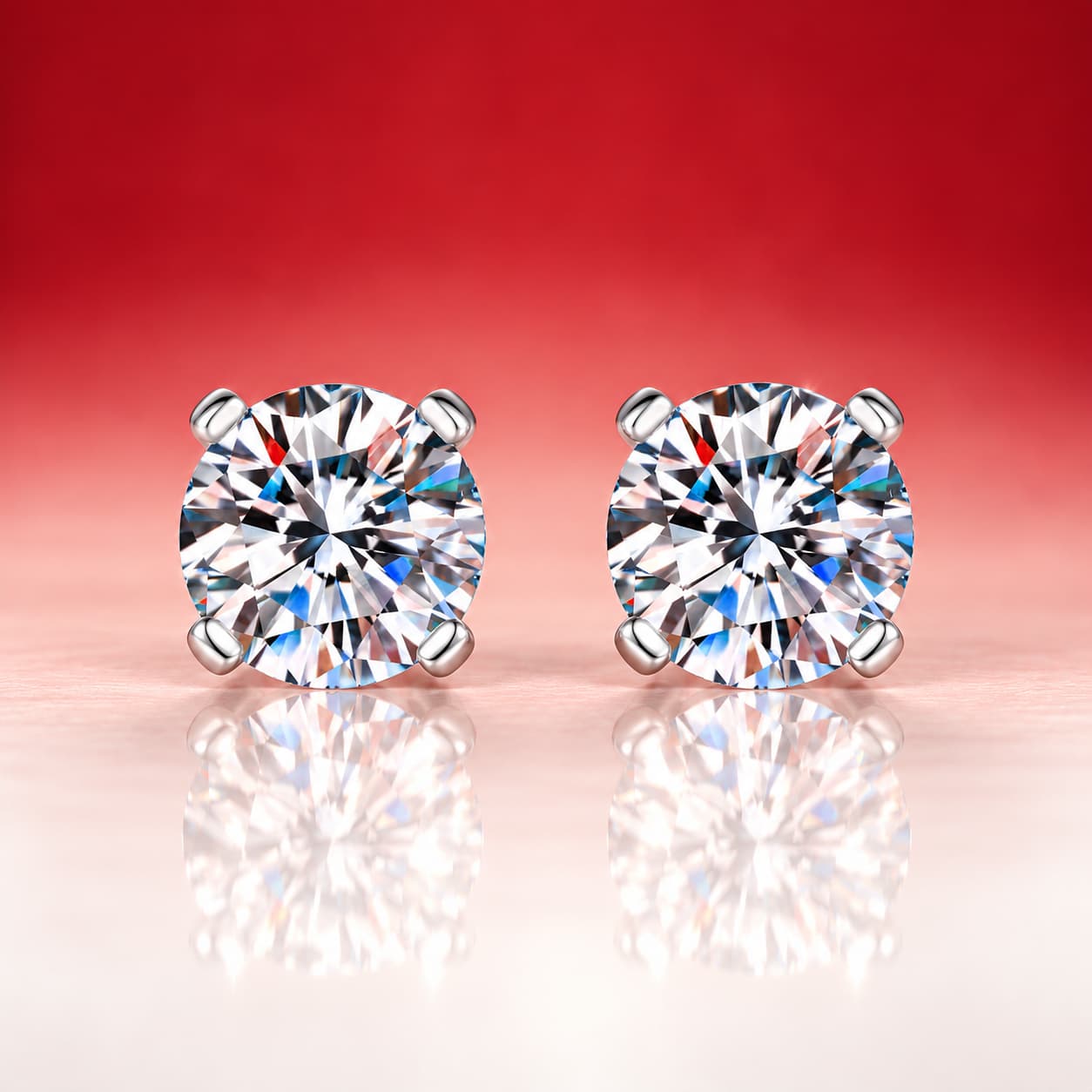 Luna Series · Open-Claw Stud Earrings — Sterling Silver — image 1