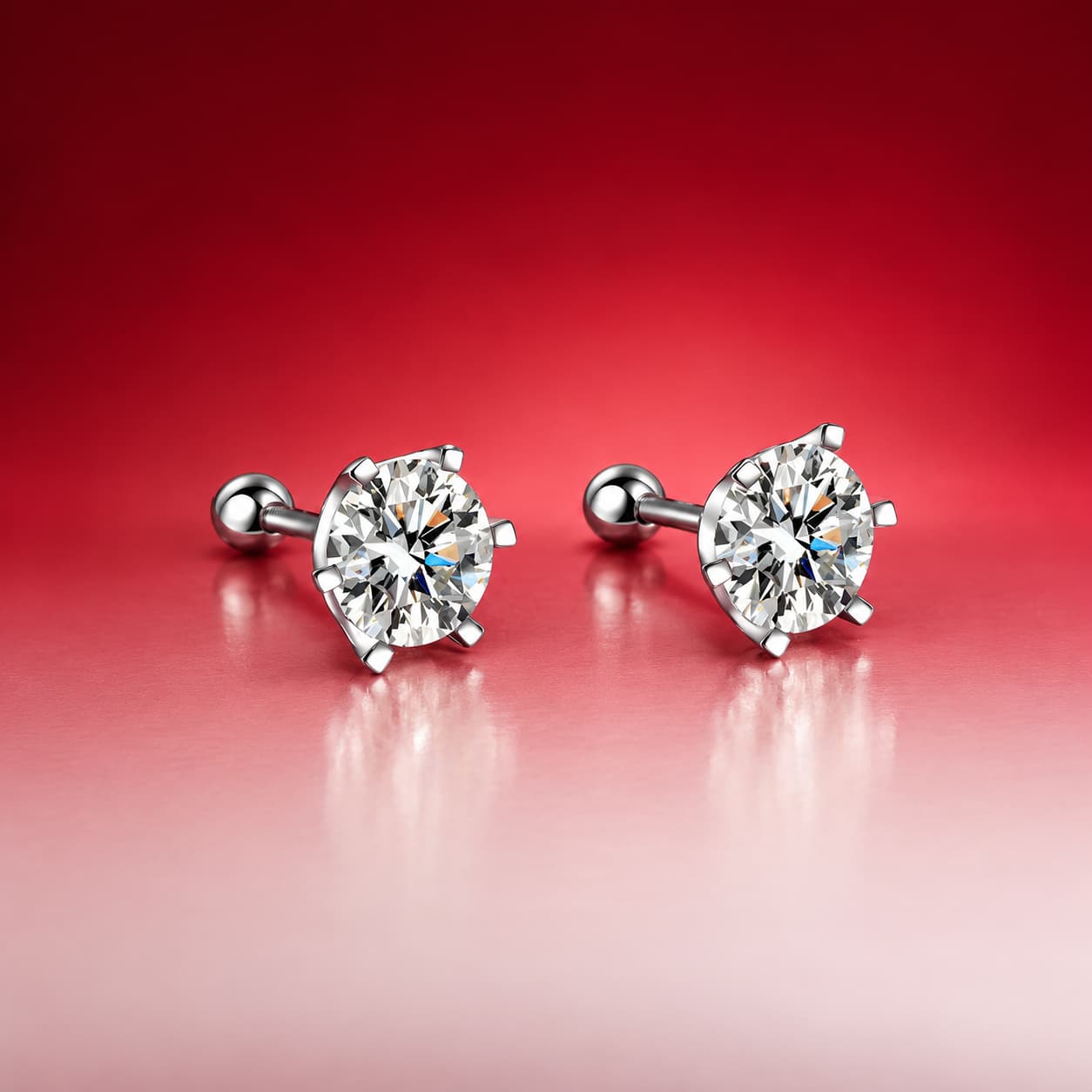 Luna Series · Six-Prong Stud Earrings — Sterling Silver — image 3