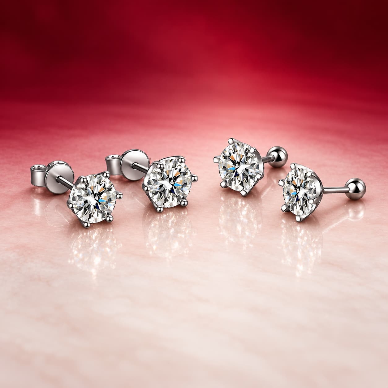 Luna Series · Six-Prong Stud Earrings — Sterling Silver — image 4