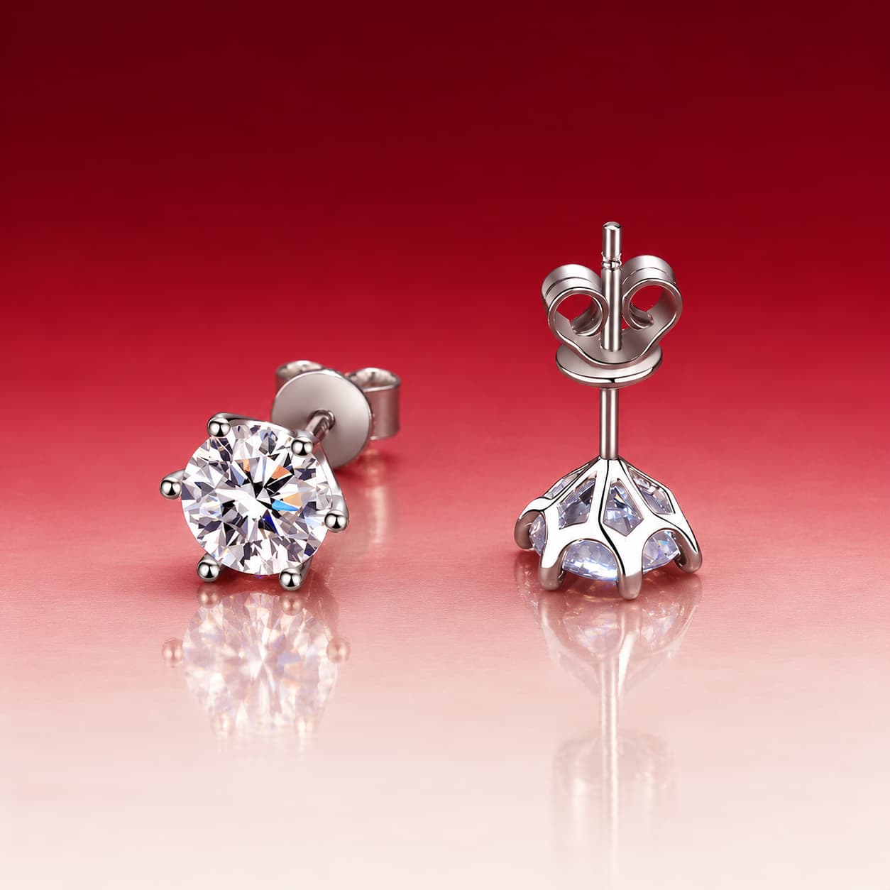 Luna Series · Six-Prong Stud Earrings — Sterling Silver — image 1