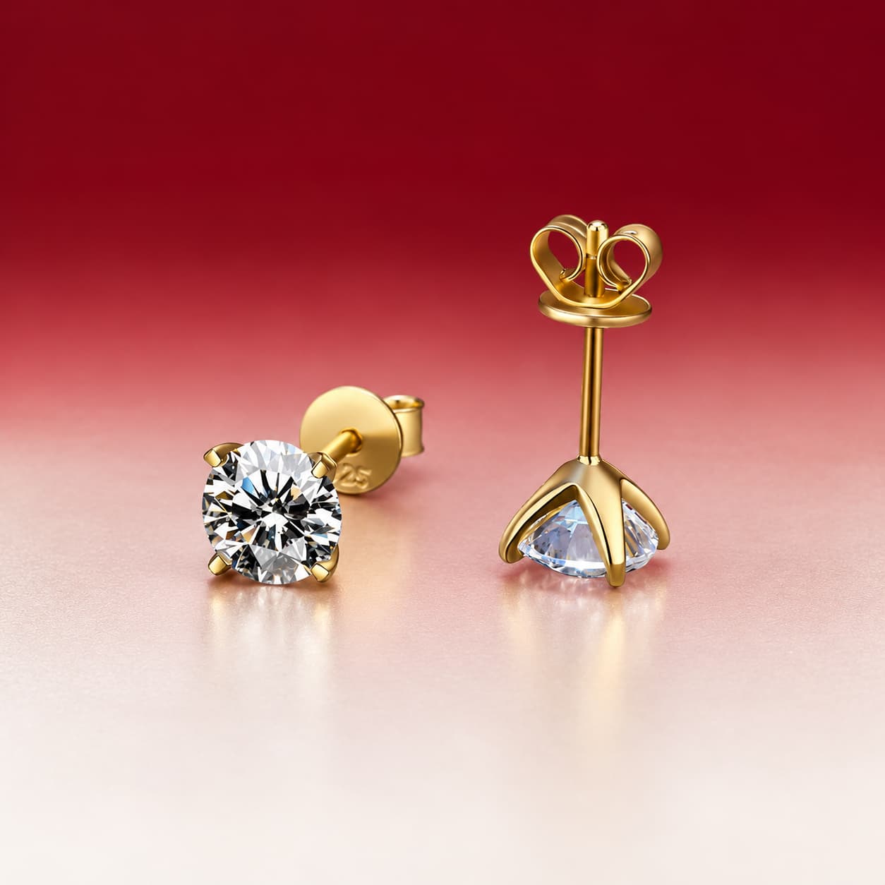 Sol Series · Gold-Plated Four-Prong Stud Earrings — image 4