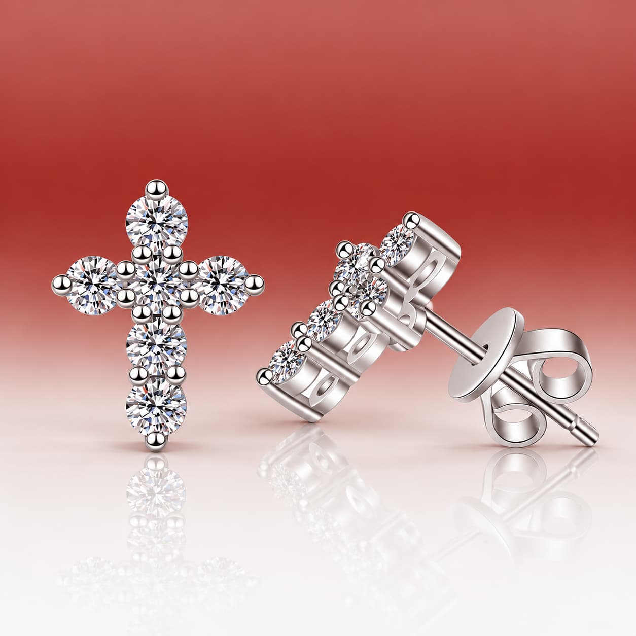 Stella Series · Moissanite Cross Stud Earrings — 925 Sterling Silver — image 4