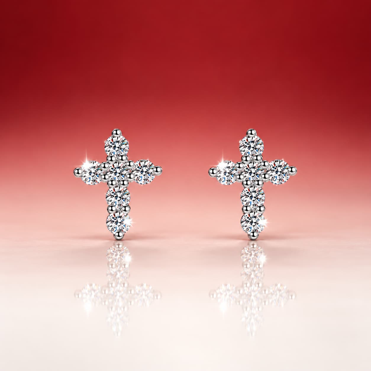 Stella Series · Moissanite Cross Stud Earrings — 925 Sterling Silver — image 1